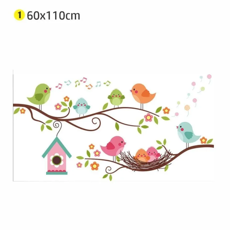 Adesivo de Parede Pássaros Coloridos Criação de Fluxo e Movimento Teu Adesivo 60CM 110CM - OUTRAS - Casa E Construção