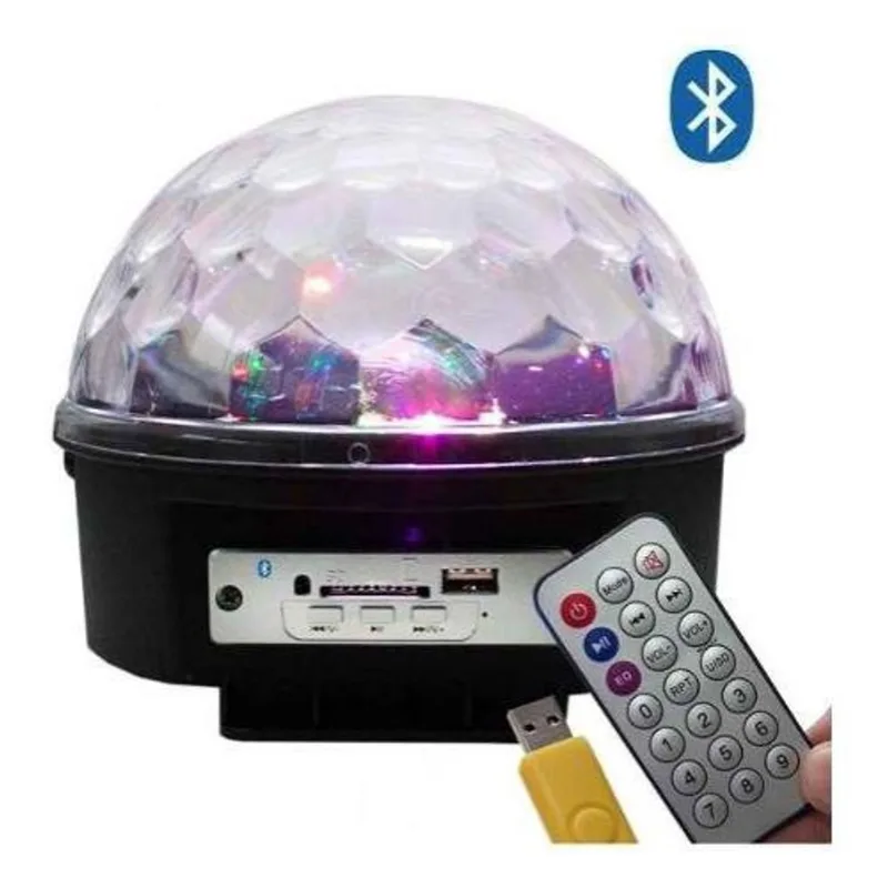 Globo Bola Maluca Bluetooth Led Magic Cristal Rgb Festas Mp3
