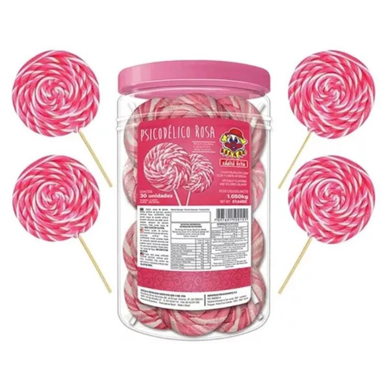 Pirulito Psicodélico Gigante Rosa - Pote com 1.050KG