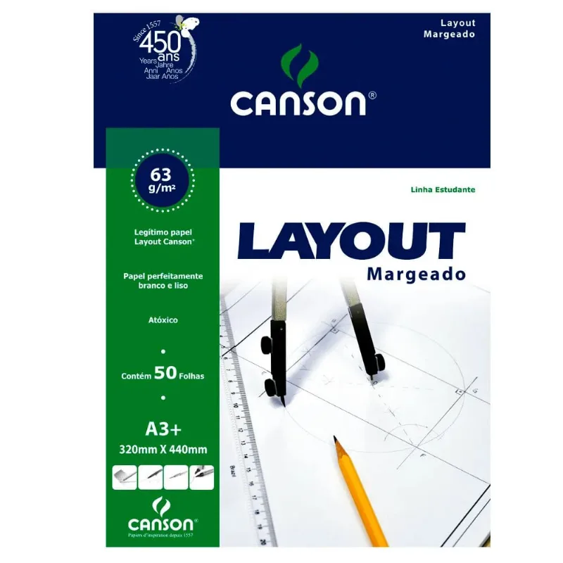 Bloco Layout A3 Com Margem 63g 50 Folhas Canson