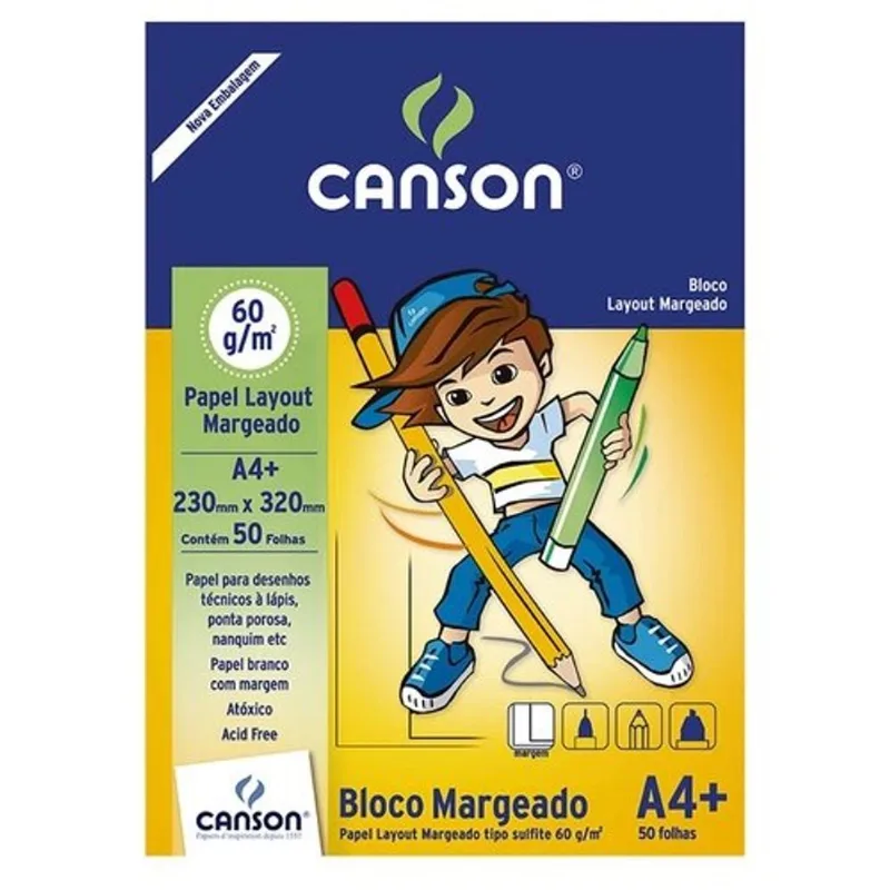 Bloco Layout A4 Com Margem 50 Folhas 60g Canson