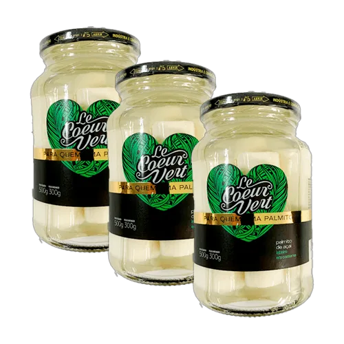 Kit 3x: Palmito Açaí Inteiro Le Coeur Vert 500g - Não Informado - Mercearia