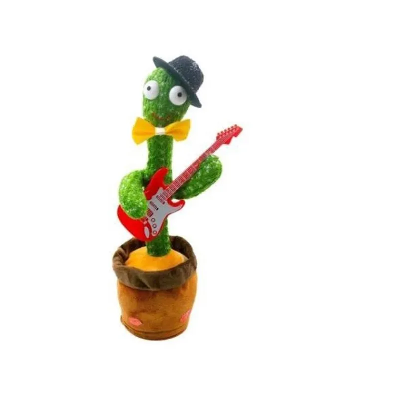 Brinquedo de Pelúcia Cacto Dançante e Falante Infantil Yabox com Música e USB 30cm Verde e Marrom