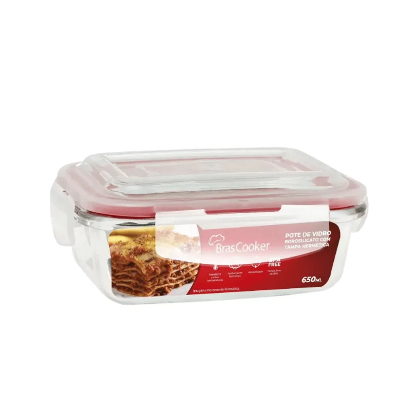 Pote Hermético BrasCooker Retangular 650ml