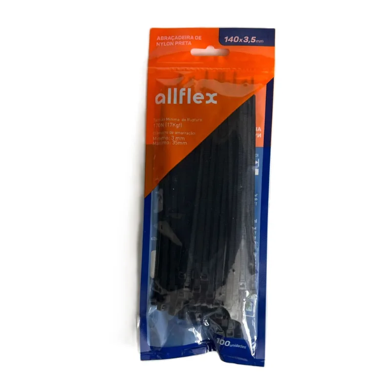 Abraçadeira Nylon Allflex 140x3,5mm Preta