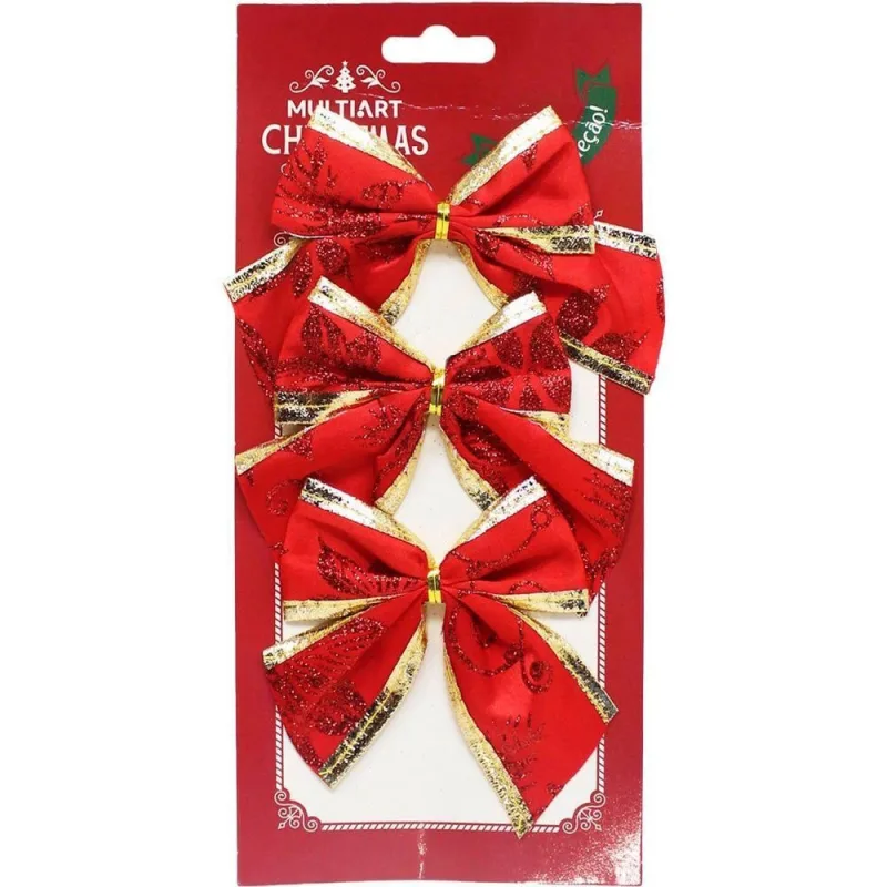 Kit Enfeite Laço Natalino Modelo para Decoração com 36 Laços Vermelho e Dourado - OUTRAS