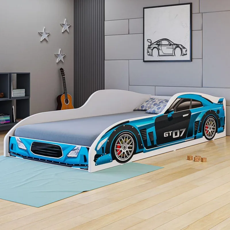Cama Solteiro Carro Gt MDF Reforçado Moderna Azul - OUTRAS - Móveis