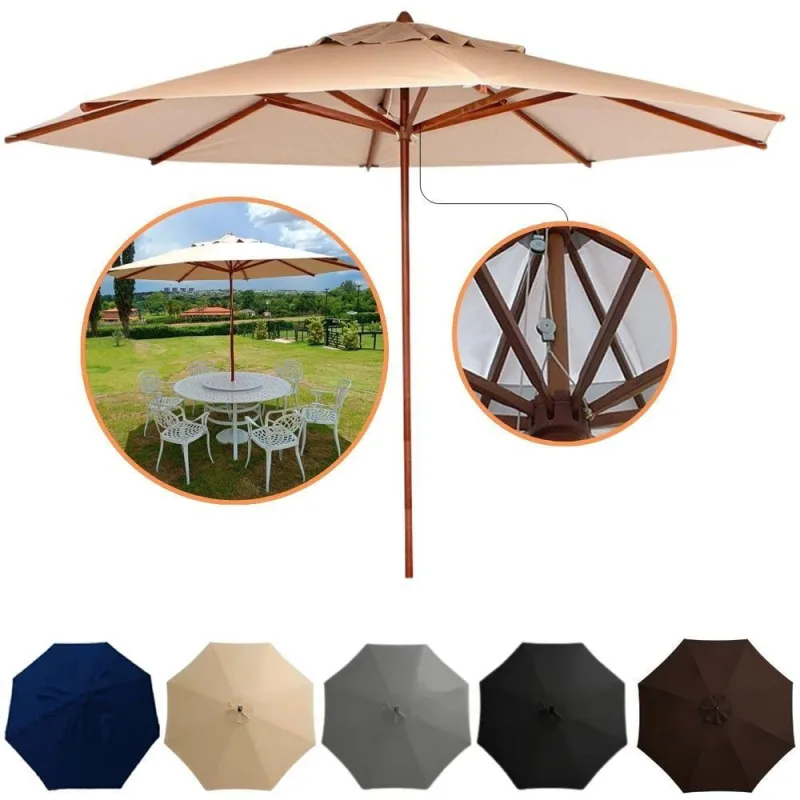 Guarda Sol Ombrelone Madeira 3m Com Proteção Uv Para Piscina Jardim Bege Escuro - OUTRAS - Esporte E Lazer