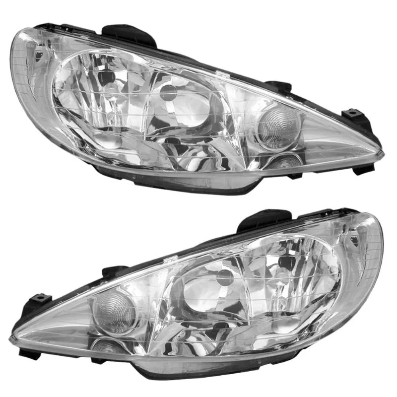 Farol Peugeot 206 99/08 Foco Duplo C/pisca Lente Lisa Orgus