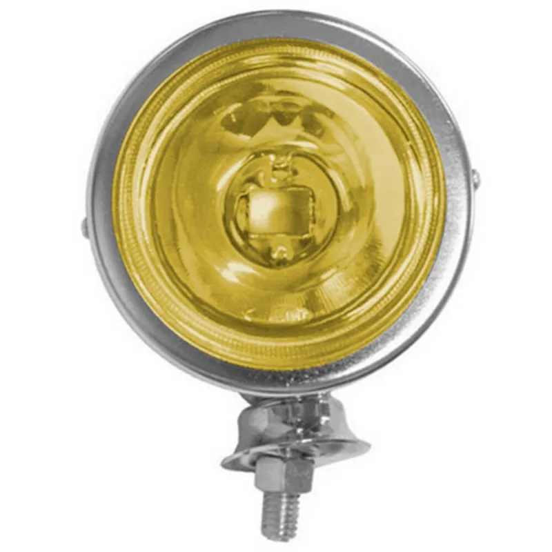 Farol de Milha Lente Amarela Redondo Cromado Com Soquete H3