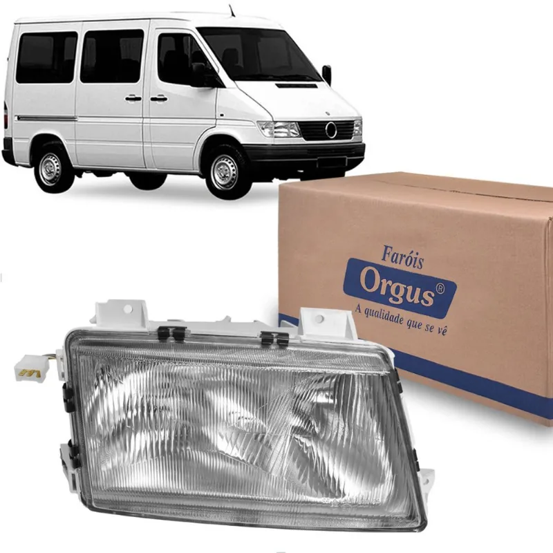 Farol para Mercedes Benz Sprinter 310 312 412 1996 até 2002 com Auxiliar Orgus Direito