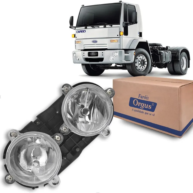 Farol Duplo para Ford Cargo 2001 até 2011 Diagonal Redondo Vidro Orgus Esquerdo