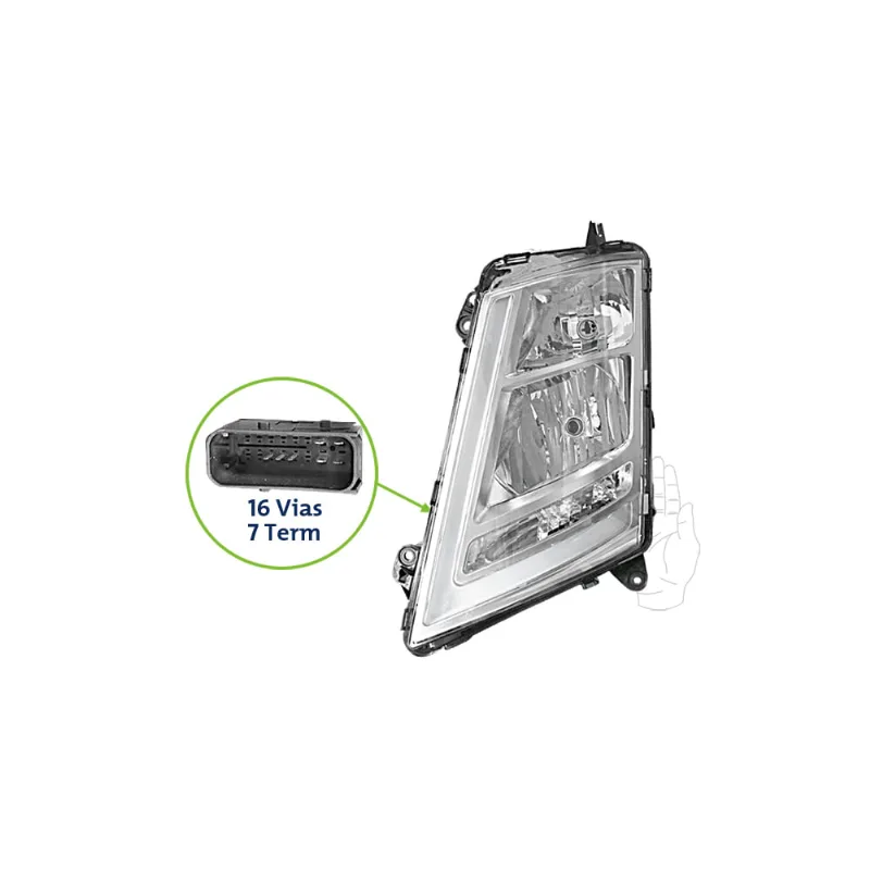 Farol para Volvo FH420 FH460 FH500 FH540 FM380 FM460 2015 até 2021 LED DRL Orgus Esquerdo