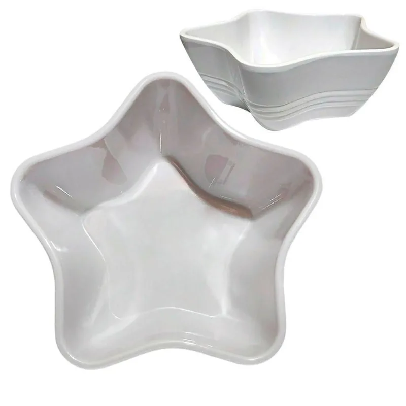 Kit 2 Tigelas Bowl Melamina Estrela Branca 600ml