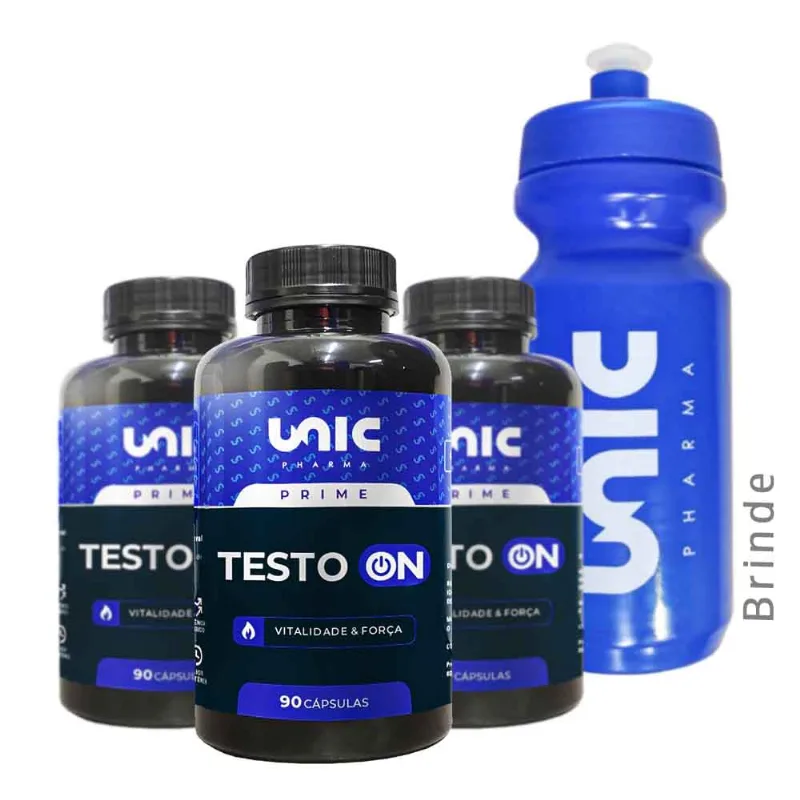 Kit 3 Testo On Estimulante de Testosterona 90 cáps + Brinde Squeeze