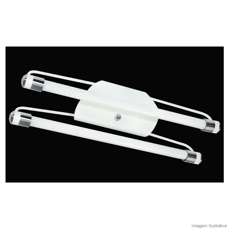 Luminária tubular fina com reator para 2 lâmpadas fluorescentes 40W branca cromada Tualux - Tualux