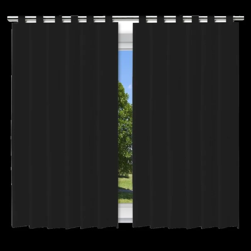 Cortina Blackout Preto 280x280cm Com Alça Para Varão