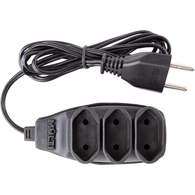 Extensão Preta 3t Bipolar Com 1,5 Metro 2p 10 Ampères 250vac - 01468 - Multicraft