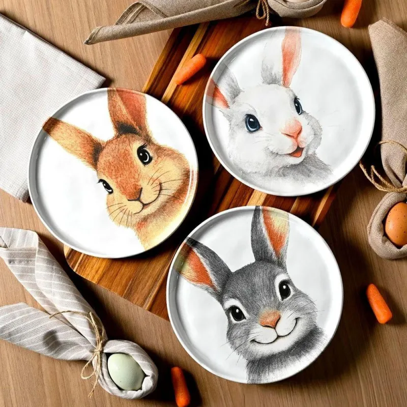 Jogo Pratos Sobremesa Sorrisos Coelho Páscoa 21,5cm Kit 12pç - OUTRAS - Utilidades Domesticas