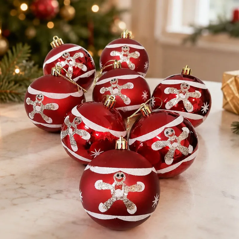 Bola Vermelha Enfeite Boneco Neve Árvore Natal 8cm Kit 16pçs