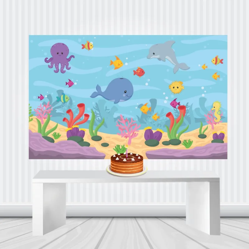 Painel festa fundo do mar cute 1,8por1,3m peixes