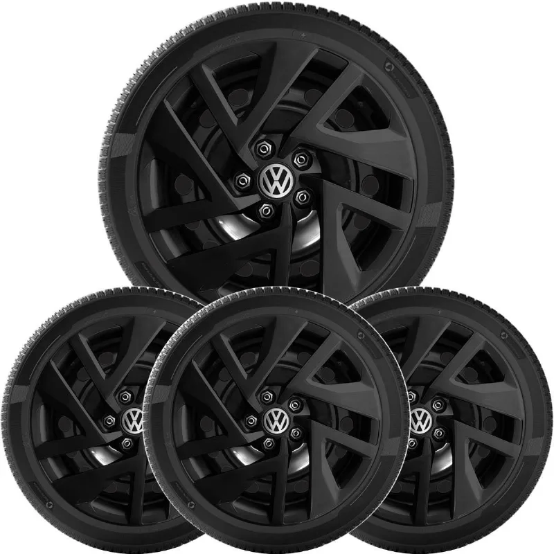 4x Calota Novo Virtus 2023 Aro 15 Preto Logo Aluminio 197cp