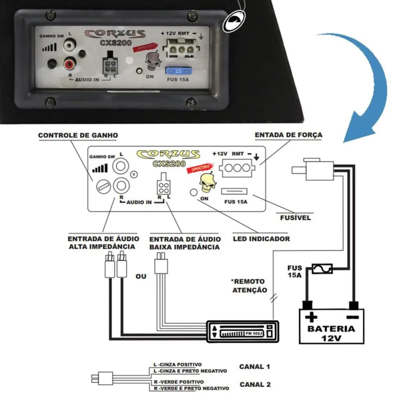Caixa Amplificada Automotiva Universal Cxs 200 Sub 8'' - Não Disponível - Automotivo
