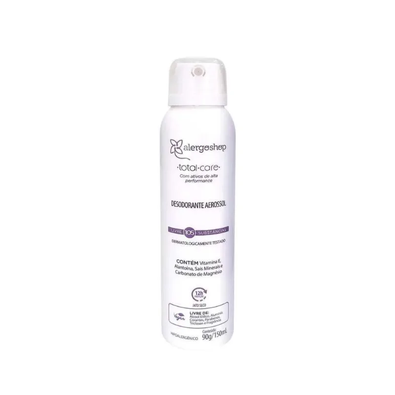Desodorante Aerosol Hipoalergênico Total Care Alergoshop 150ml branco