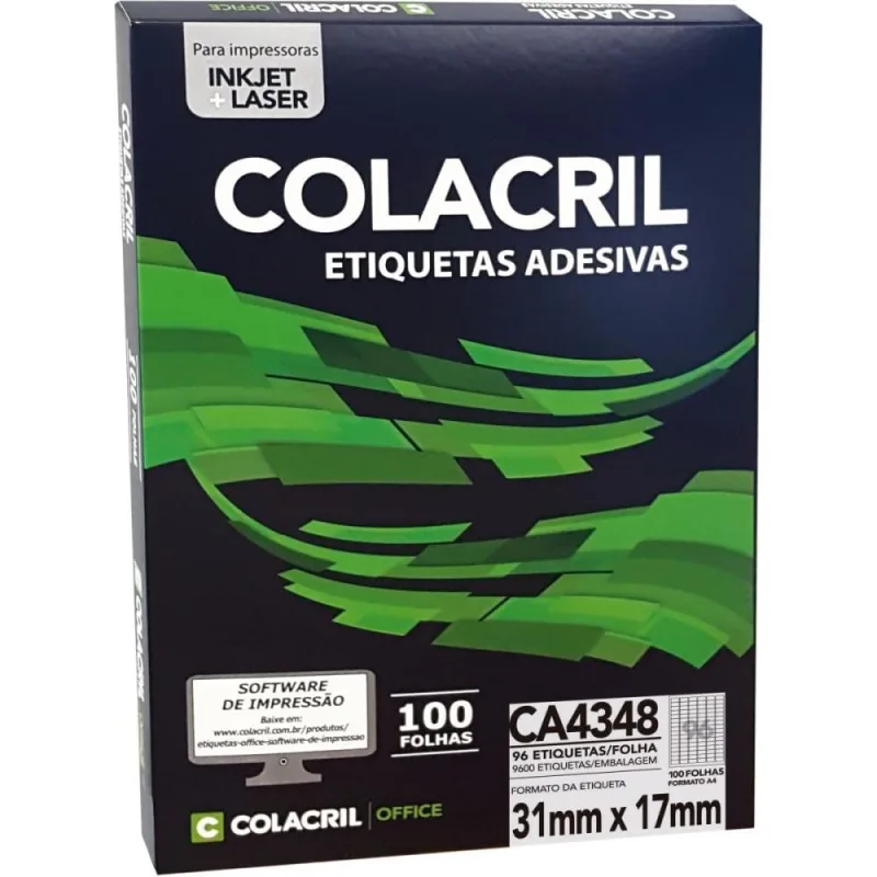 Etiqueta A4 31,0X17,0MM 100 Folhas CX.C/9600 - Colacril