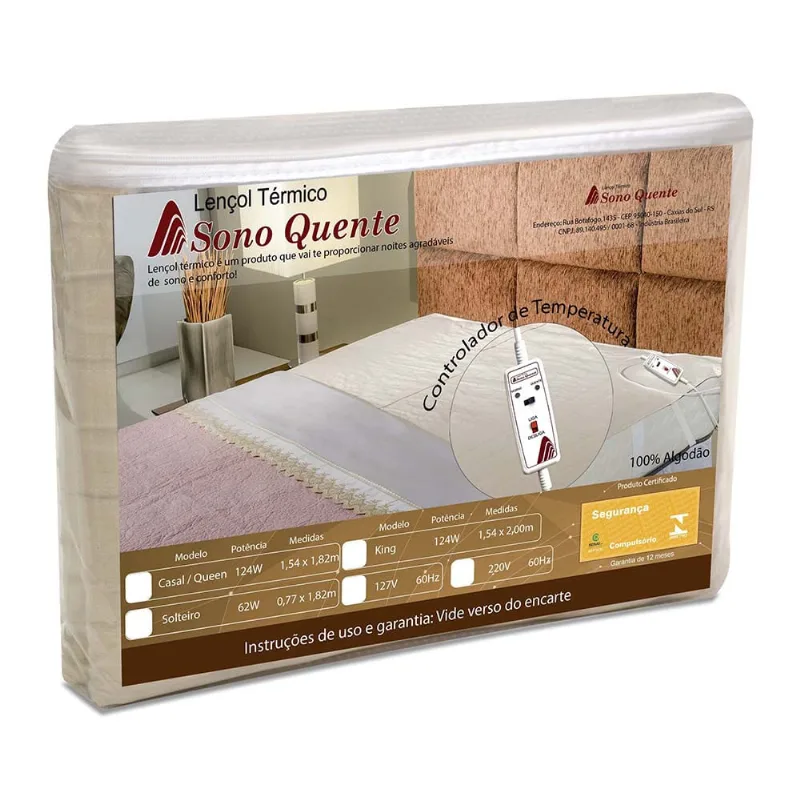 Lençol Térmico King 220v Sono Quente com 2 Temperaturas 220v