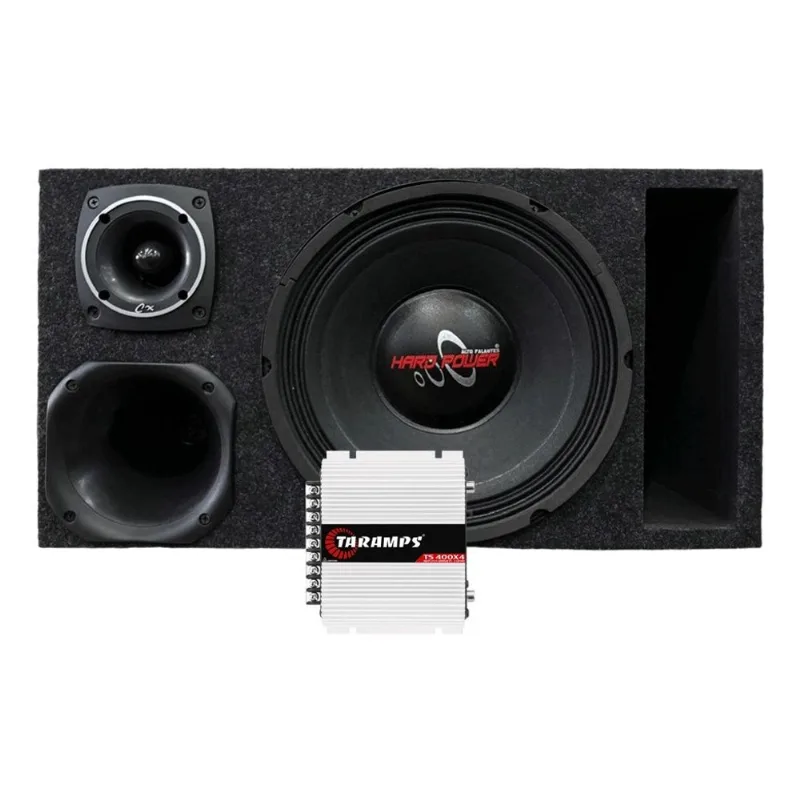 Caixa trio duto régua alto falante hard power hp 750 módulo TS400X4 taramps