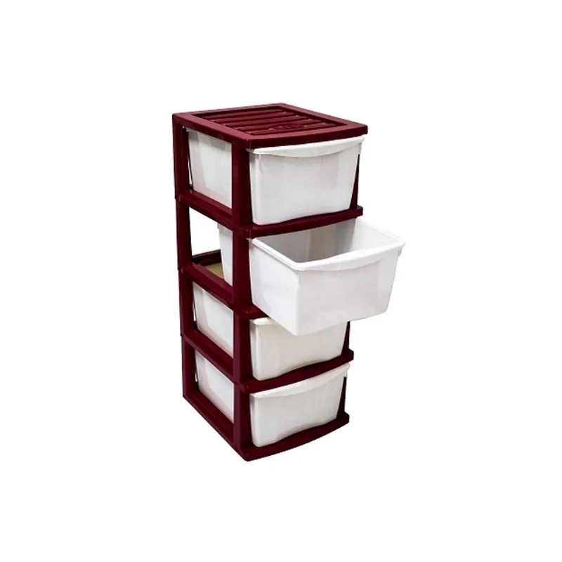 Gaveteiro de Chão 4 Gavetas MB Preto/Vermelho