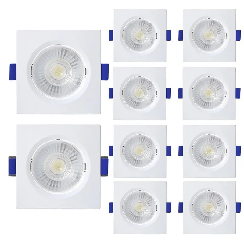 Kit 10 Spot De Led Embutir Slim Mr16 Quadrado 6w Bivolt 3000k Quente