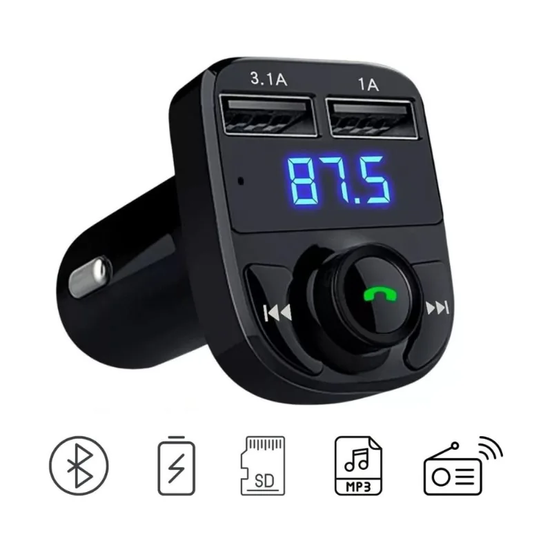 Carregador Para Carro Usb Transmissor Fm Mp3 Sem Fio Bluetooth Kapbom Ka-x8