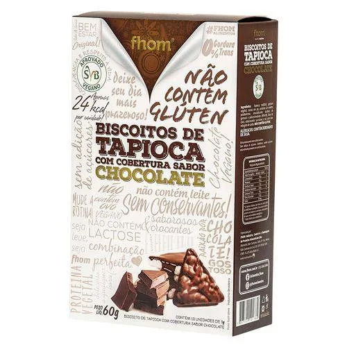 Biscoito De Tapioca Com Cobertura Sabor Chocolate 60g Fhom - FHOM - Mercearia