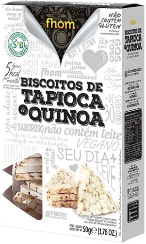 Biscoito Tapioca Com Quinoa 10 X 50 G - FHOM - Mercearia