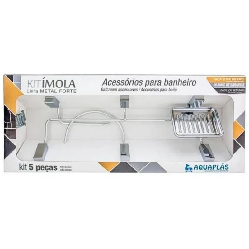 Kit Acessorios Ímola 5 Peças Cromado Aquaplás