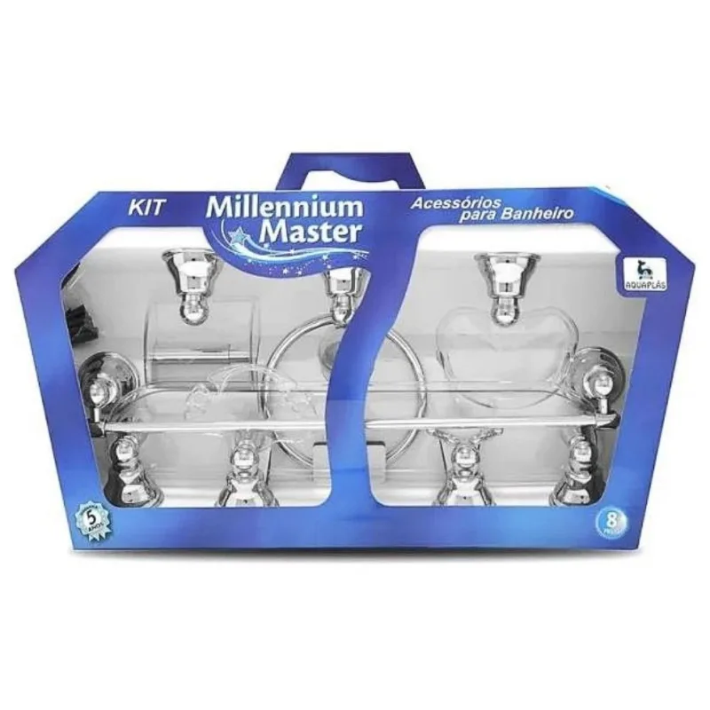 Kit Acessorios Master 8 Peças Cromado Cristal Aquaplás - Aquaplás