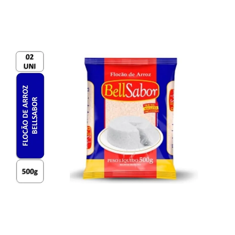 Flocão de Arroz Bellsabor Pack 2 Unidades 500g Cada