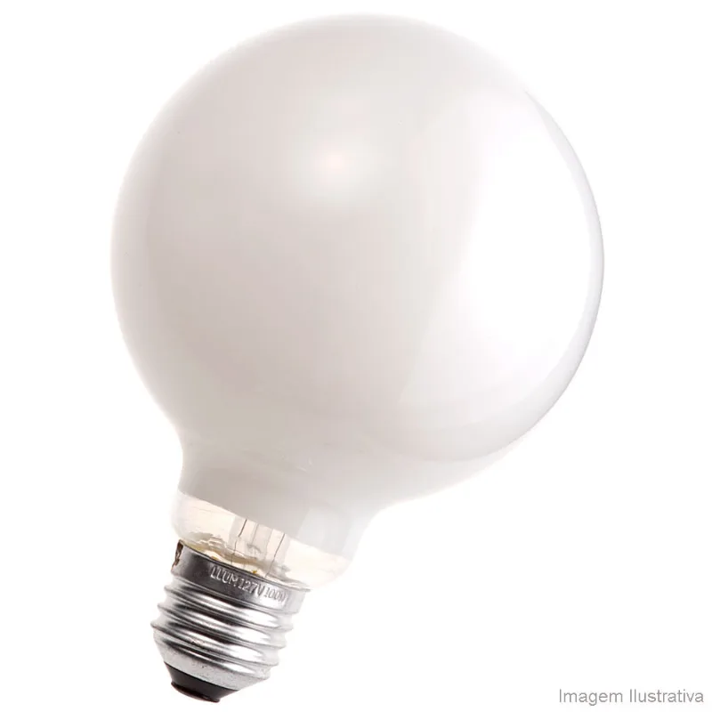 Lâmpada incandescente 127V 100W globo 95mm branca Bronzearte