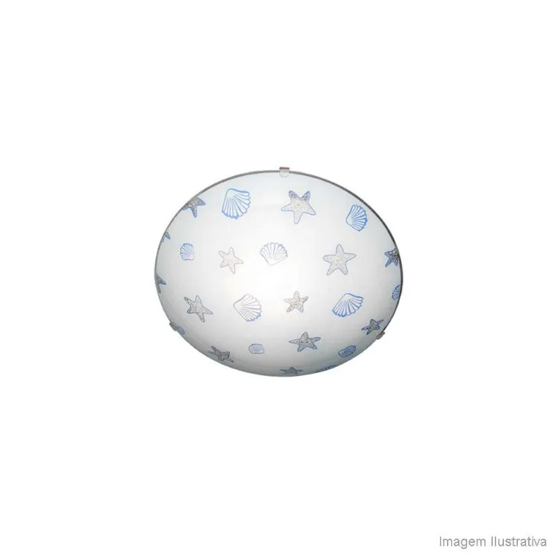 Plafon de aço para 2 lâmpadas E27 Shell 30cm bivolt 60W branco Bronzearte - Bronzearte