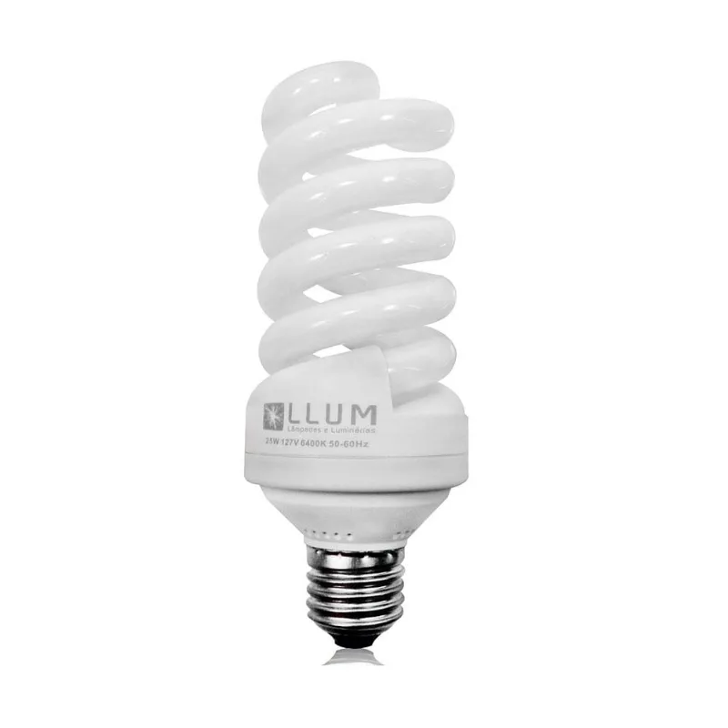 Lâmpada eletrônica fluorescente espiral E27 220V 25W 6400K neutra Bronzearte