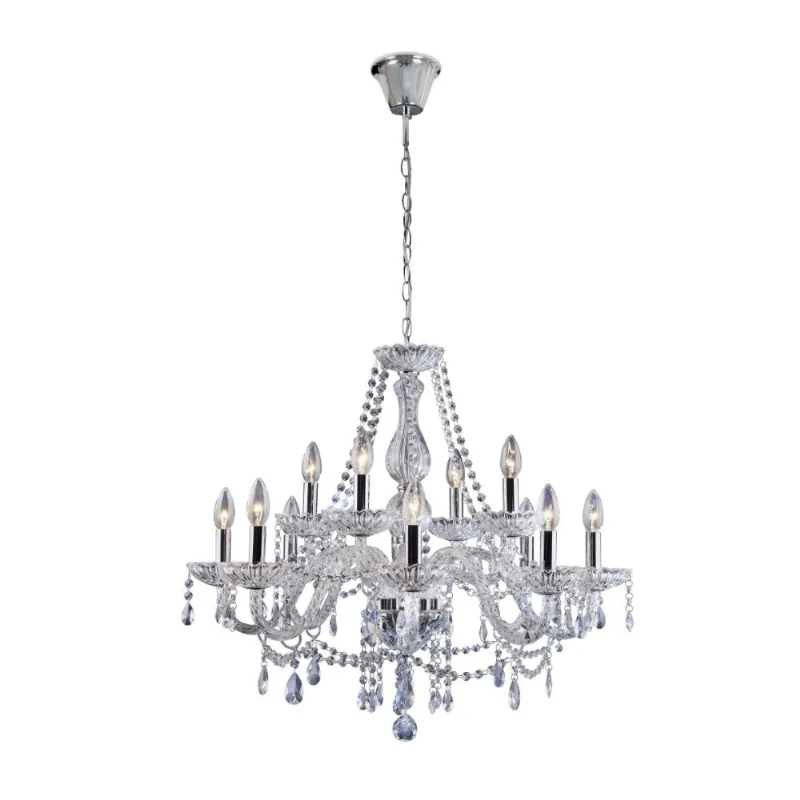 Lustre Clássico Transparente 12 Luzes E14 LLumm Bronzearte