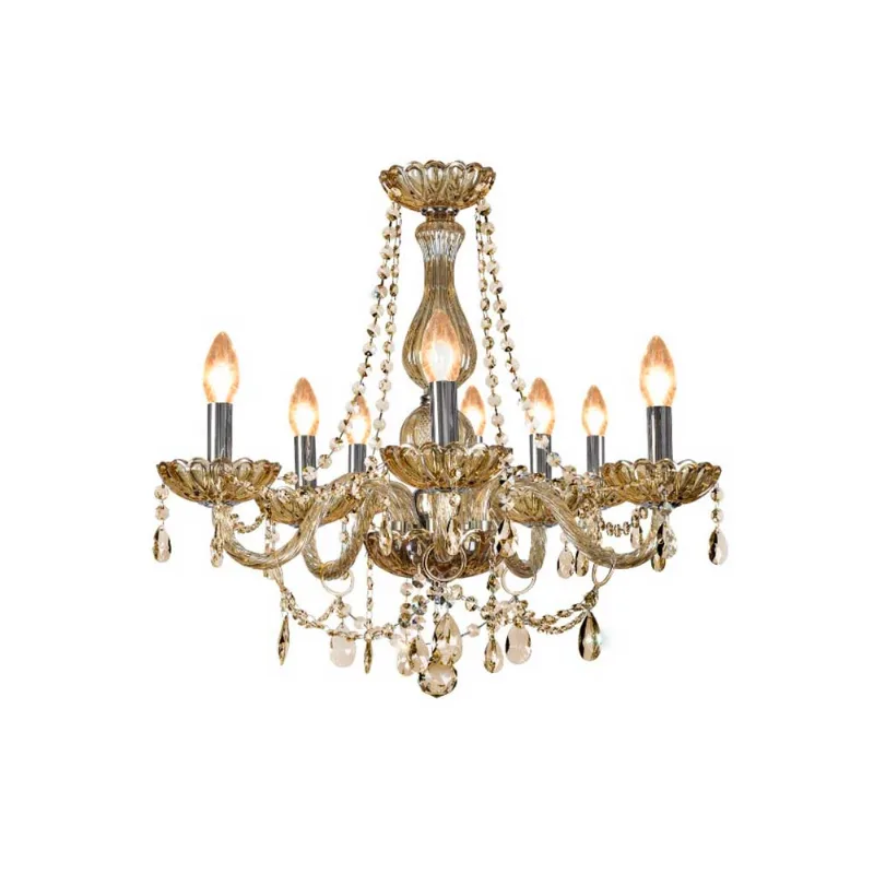 Lustre Clássico 08 Luzes E14 Âmbar LLumm Bronzearte