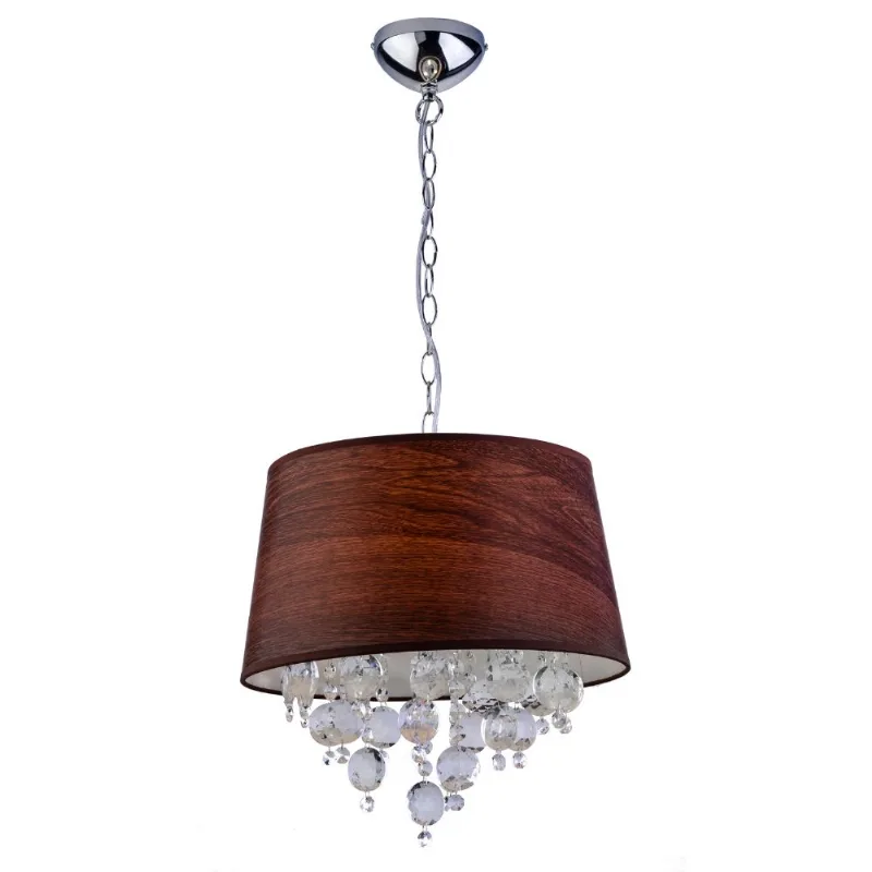 Pendente São Paulo Wood 40x148A com cristais E27 Bronzearte