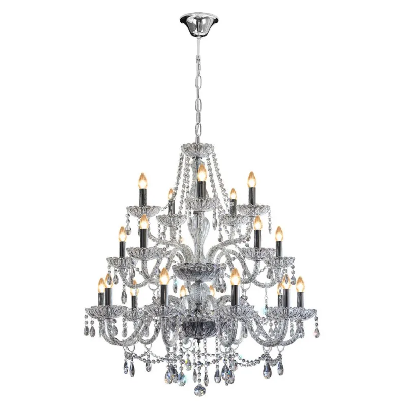 Lustre Clássico Cromo Transparente 20 Luzes E14