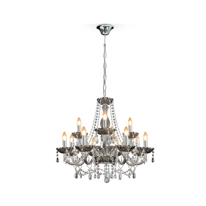 Lustre Clássico 12 Luzes E14 Fume LLumm Bronzearte - Bronzearte