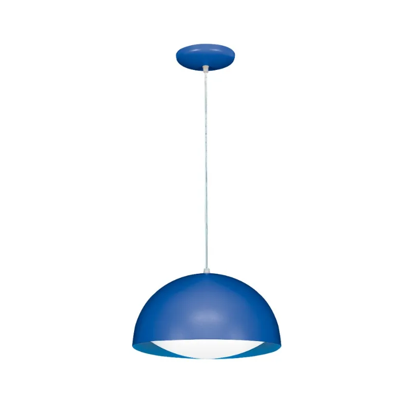 Pendente meia lua altura ajustável até 100cm azul Aquarela do Brasil Clean Bronzearte