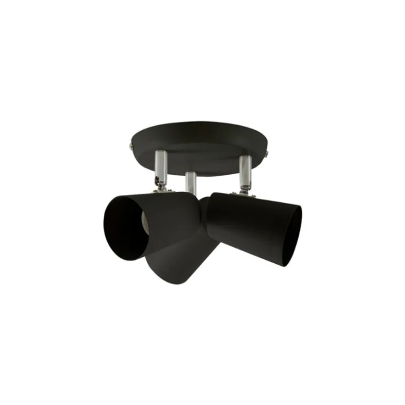 Spot direcionável Llum base redonda para 3 lâmpadas preto New Short