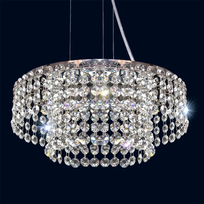 Pendente Milano Cristal Redondo 6 Luzes G9 LLumm Bronzearte